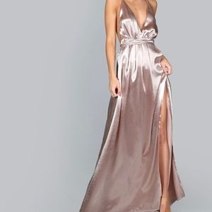 Satin Pink Ball Gown Dress